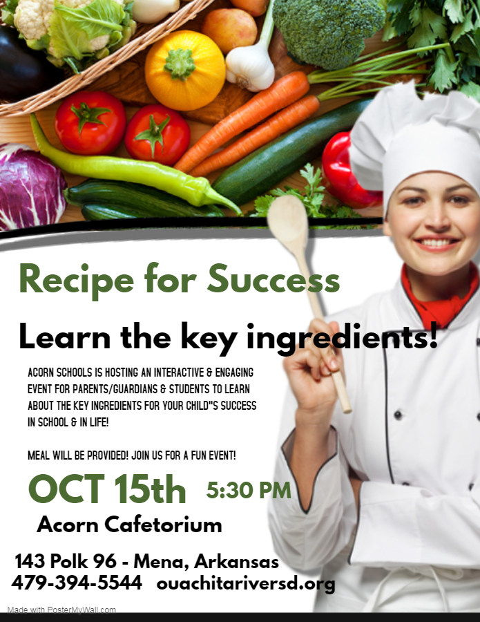 Acorn Schools Hosting RECIPE FOR SUCCESS event!