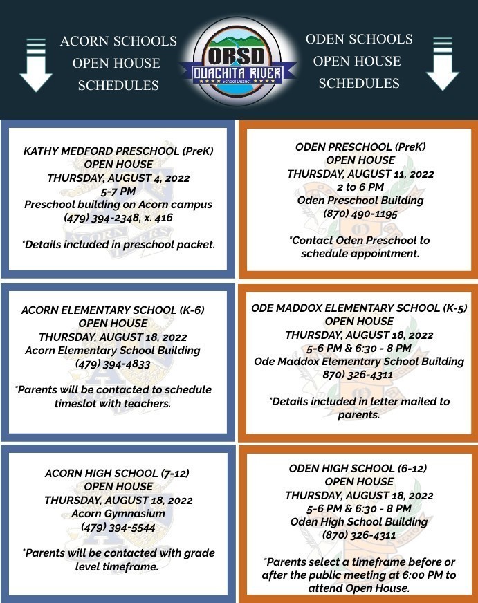 ORSD Open House Events Schedule - FY2023