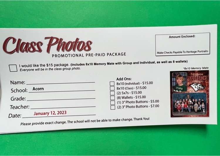 class photo order form